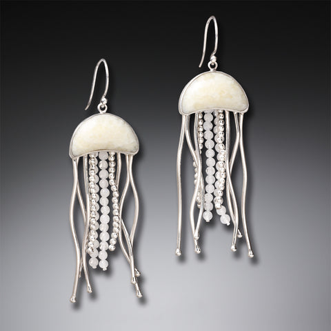 1950s White Jellyfish Fight Earrings